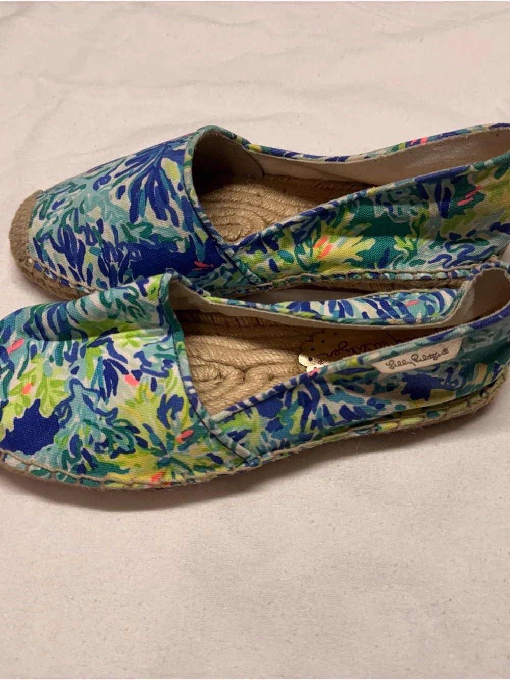Lilly Pulitzer Blue & Green Printed Espadrille Flats